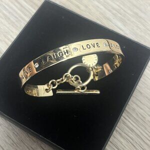 BCBG "Live Laugh Love A Lot" Gold-Tone Cuff Bracelet
